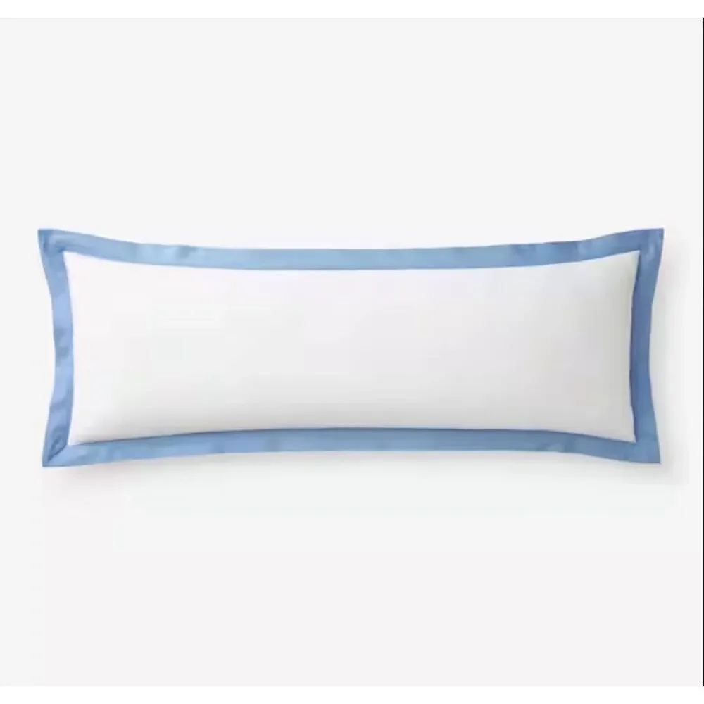 The Company Store Border Percale Lumbar Porcelain Blue 14x 40 Throw Pillow Cover